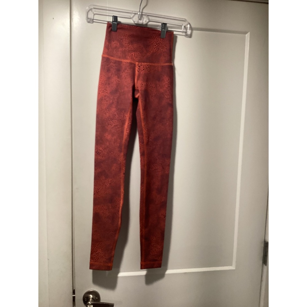 NWOT Lululemon Align High Rise Pant Crackle Terra Orange Multi Leggings Size 0